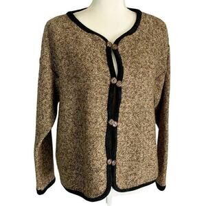 Vtg Coldwater Creek Long Sleeve Button Front Tweed Brown Cardigan Sweater Small